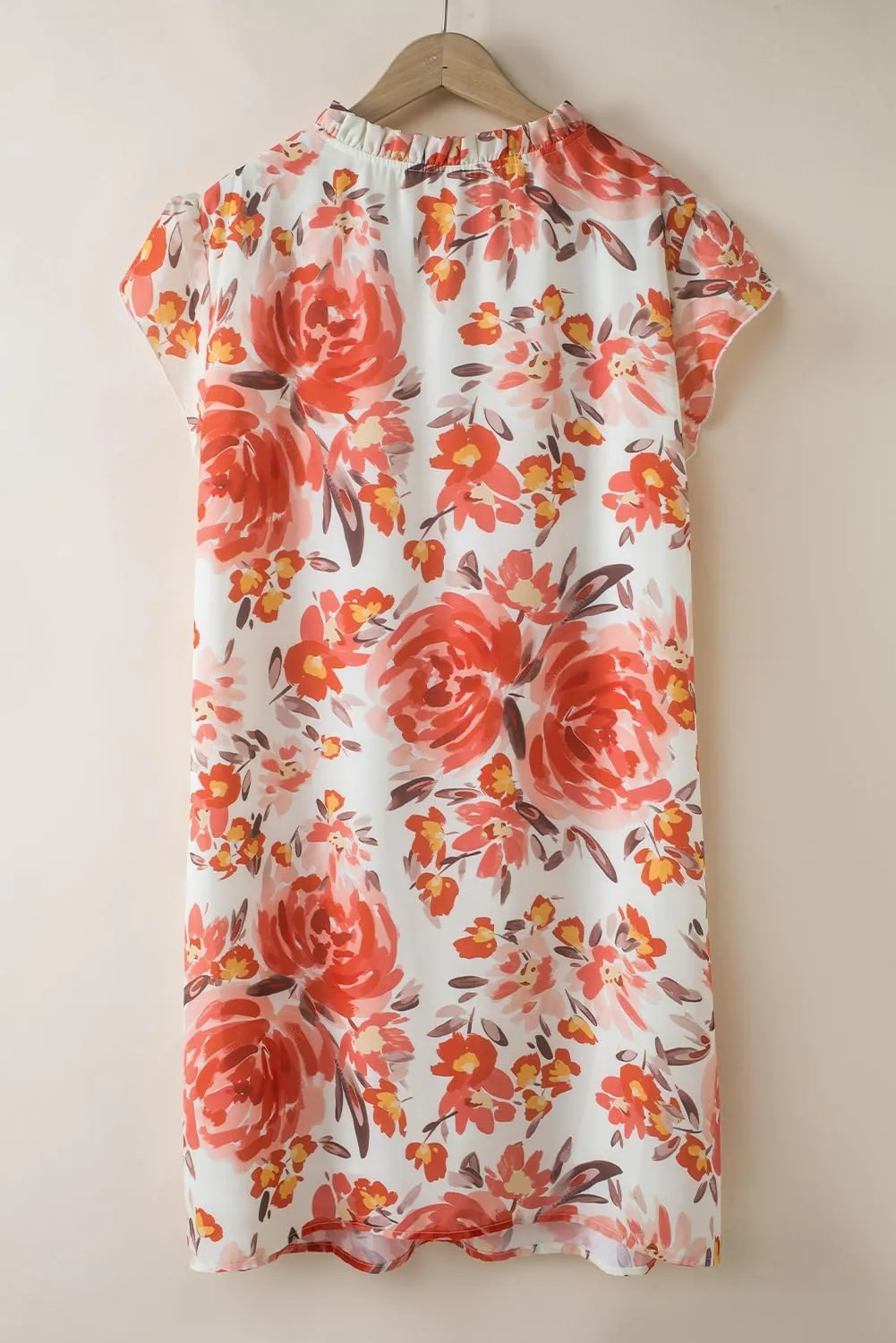 XAKALAKA Women's Summer Plus Size Frilled Neck Ruffle Sleeveless Floral Dress Daily Casual Round Neck Mini Dress