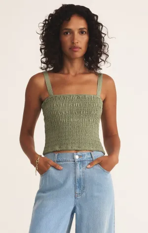 Z Supply Amelie Smocked Linen Crop Tank